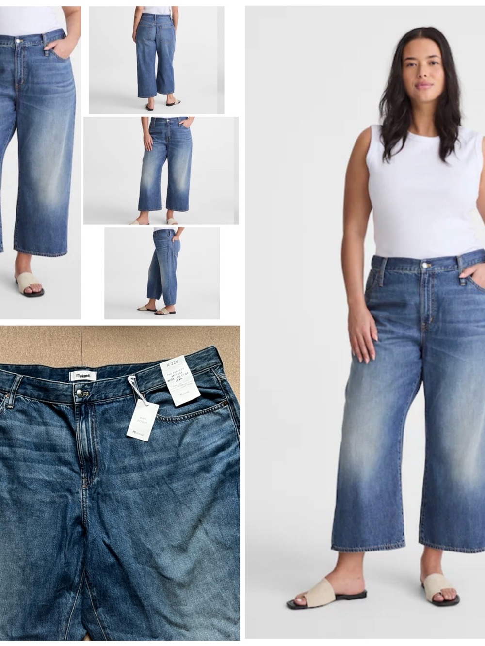 Madewell Relaxed Wide-Leg Cropped Jeans in Medium Blue plus size